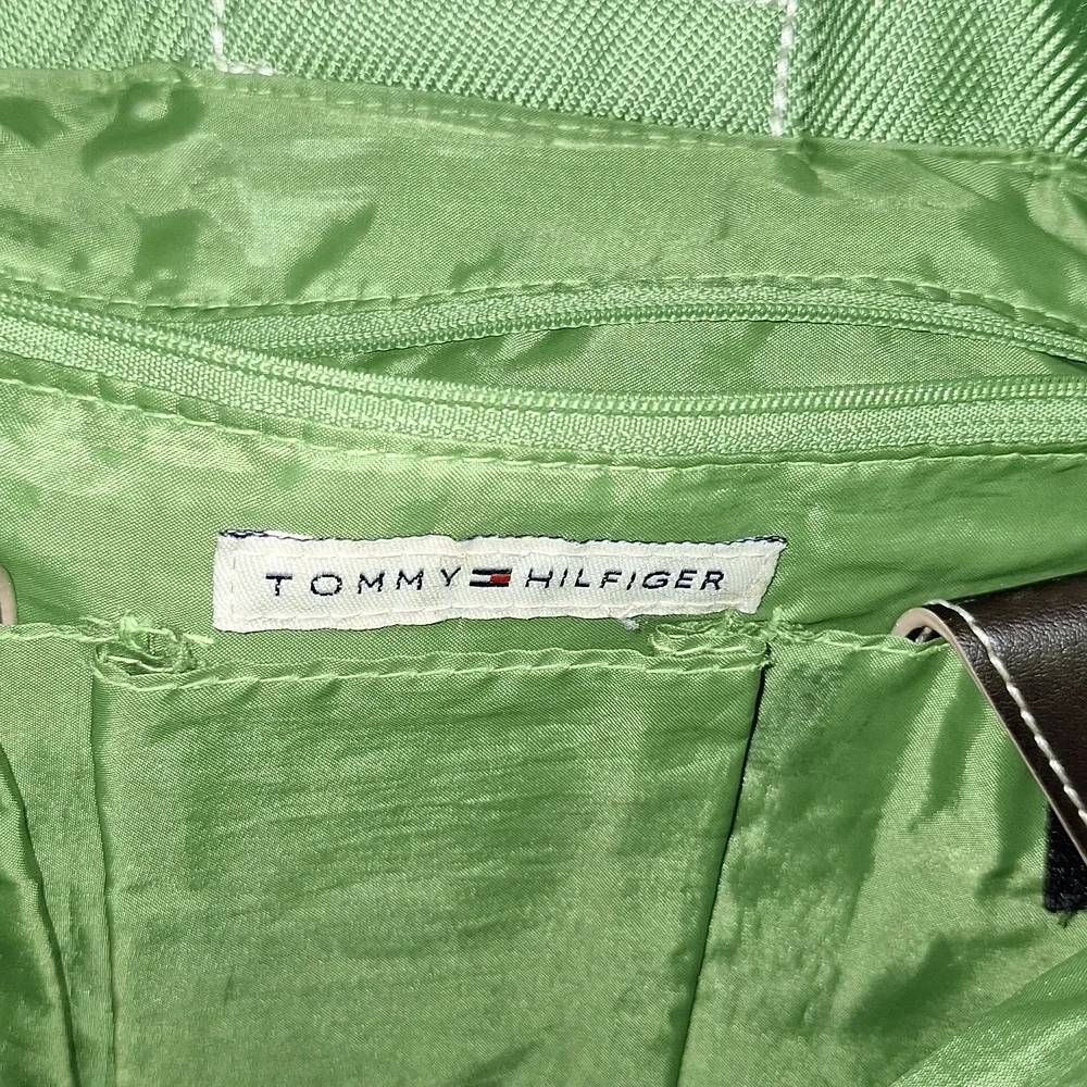 Vintage Tommy Hilfiger canvas handbag purse - green/brown leather - Picture 12 of 16